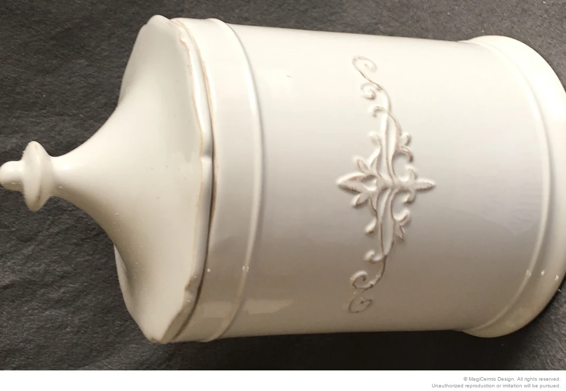 Original classical fleur scroll relief product photograph from supplied PDF