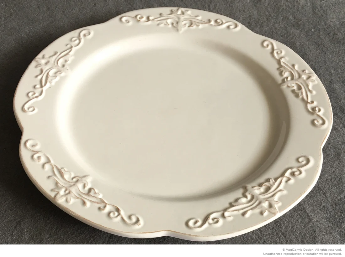 Original classical fleur scroll relief product photograph from supplied PDF