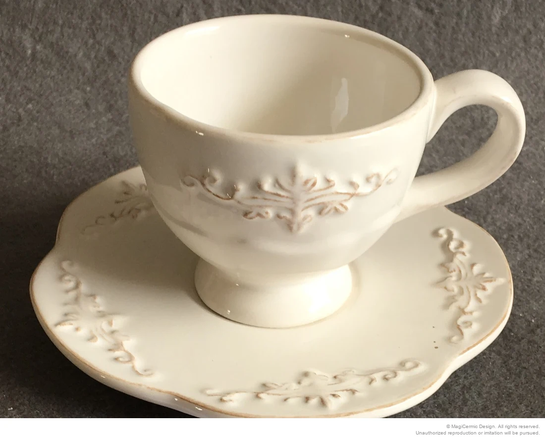 Original classical fleur scroll relief product photograph from supplied PDF