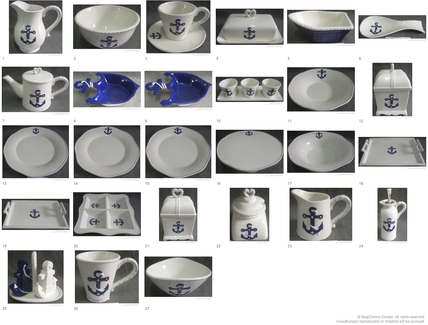 Complete original product reference board for Blue Anchorage, page 1