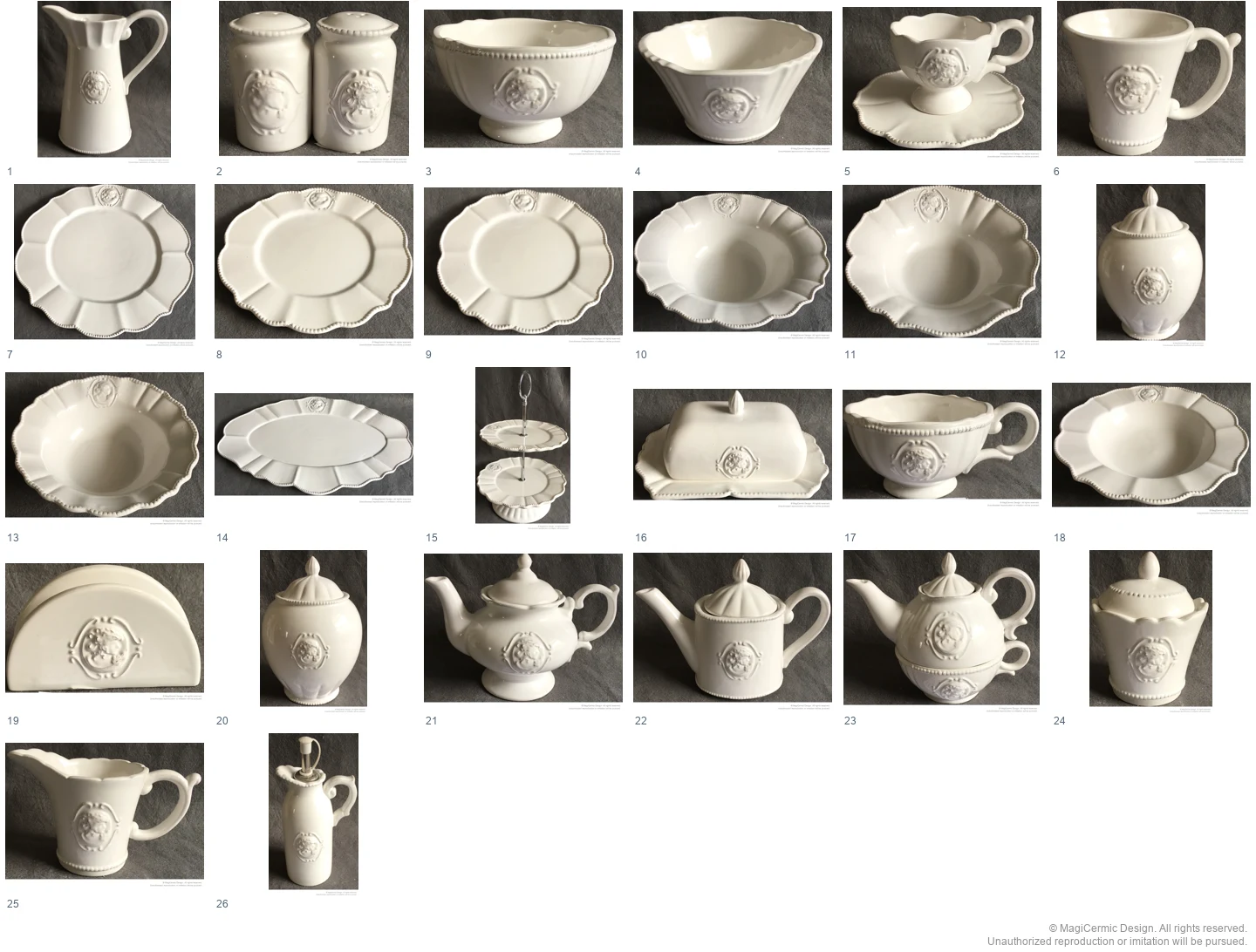 Complete original product reference board for Floral Cameo, page 1