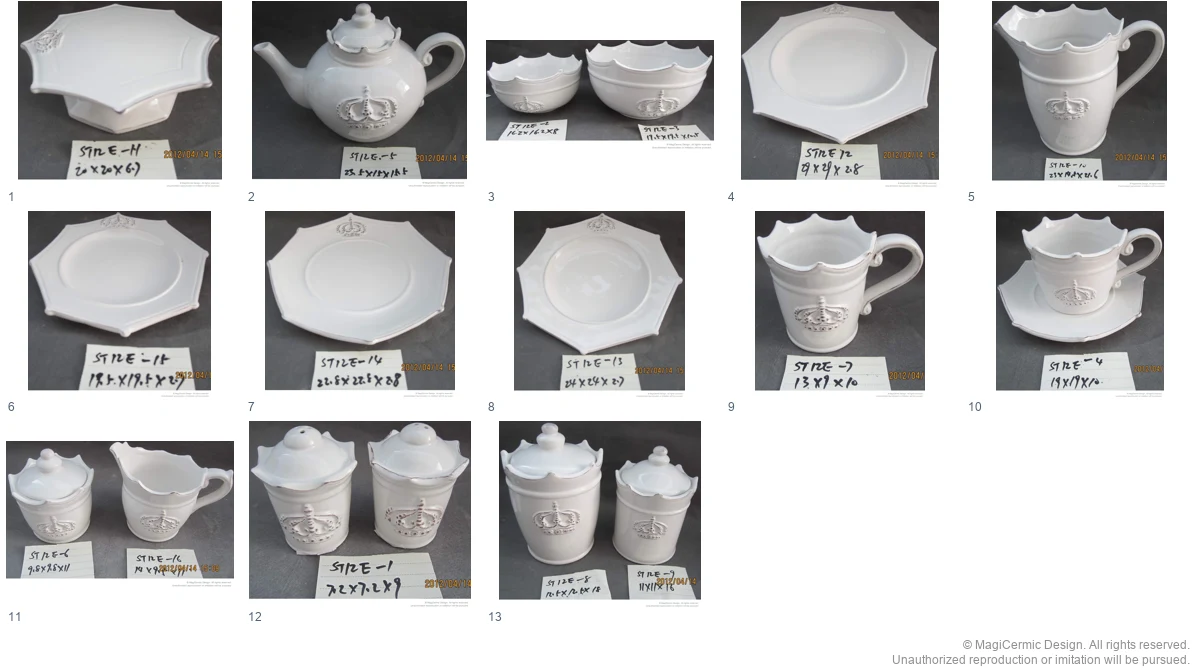 Complete original product reference board for A Crown in Clear Lines, page 1