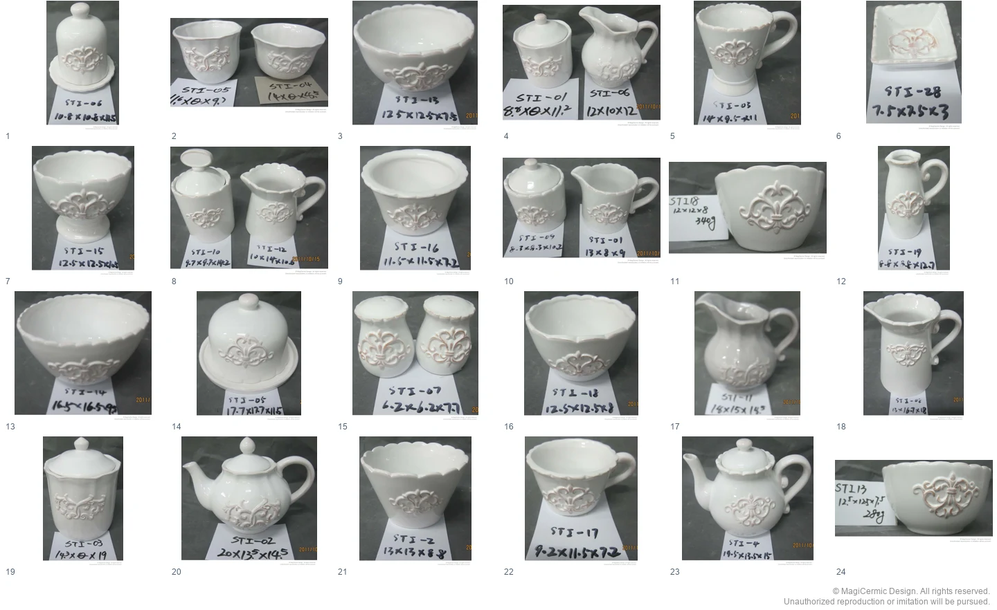Complete original product reference board for Classical Flowers for Tea, page 1