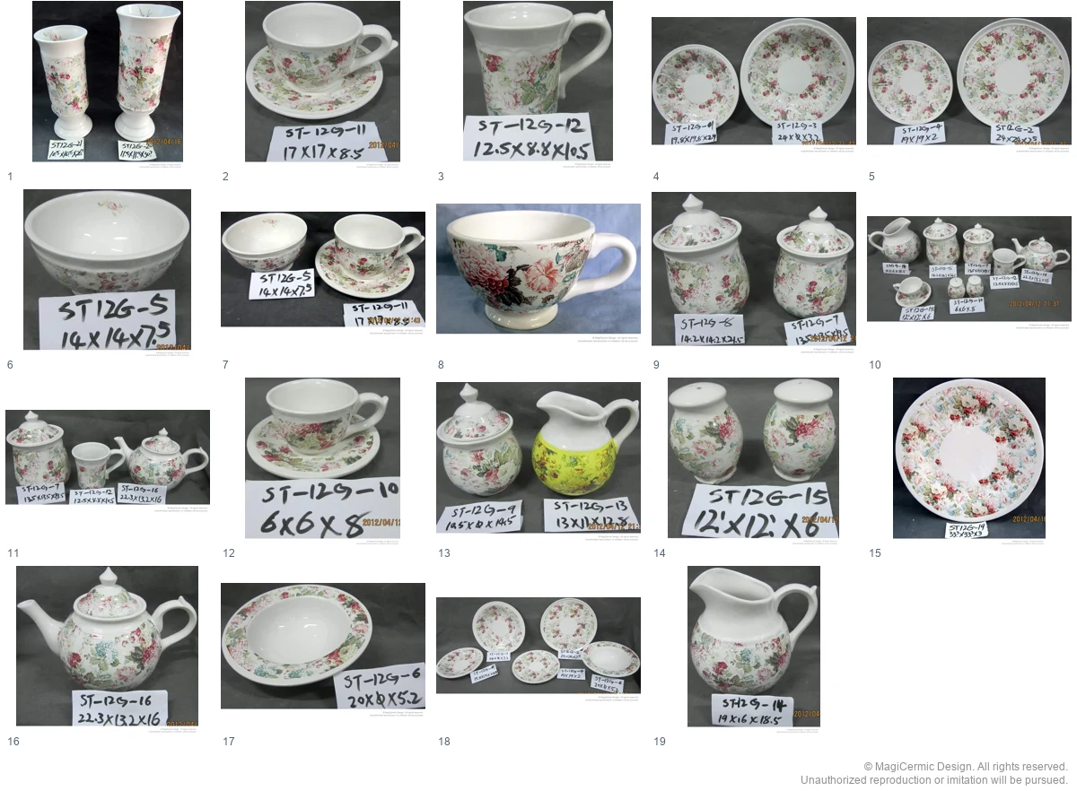 Complete original product reference board for A Garden Bouquet for Tea, page 1