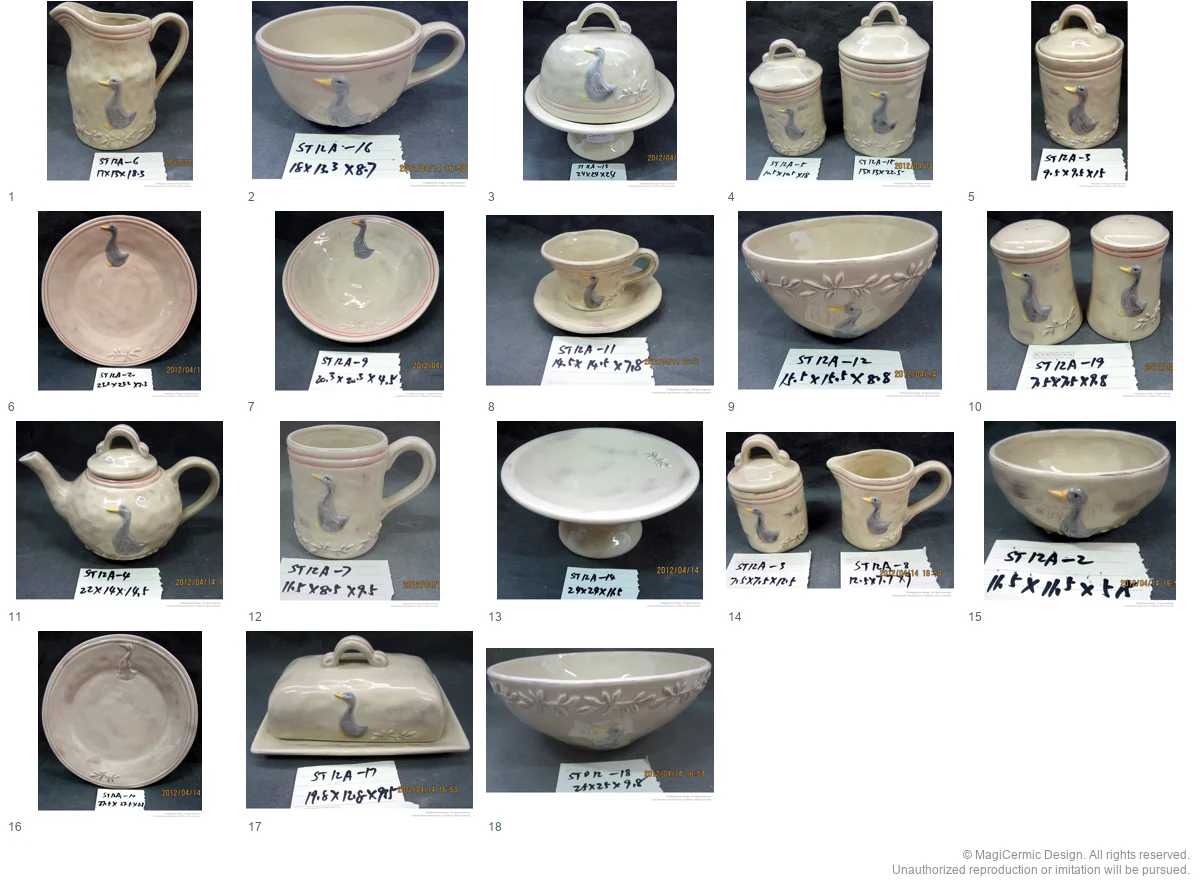 Complete original product reference board for A Swan at the Table, page 1