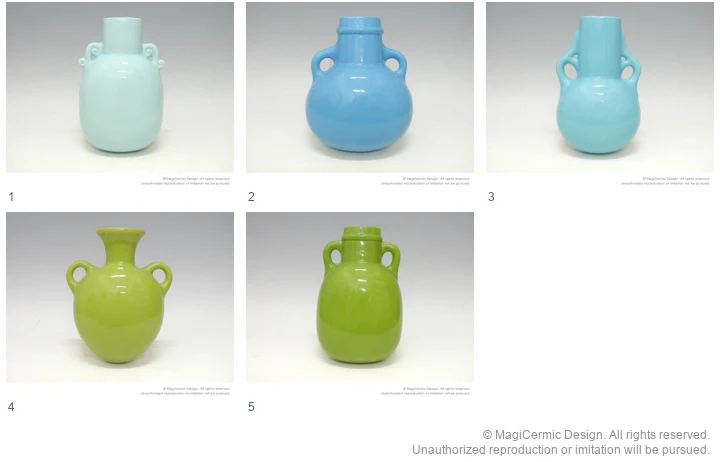 Complete original product reference board for Loop-handled amphora vases, page 1