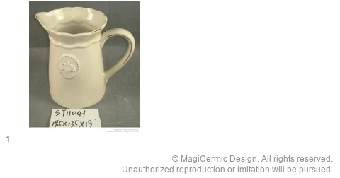 Complete original product reference board for Bee cartouche pitcher, page 1