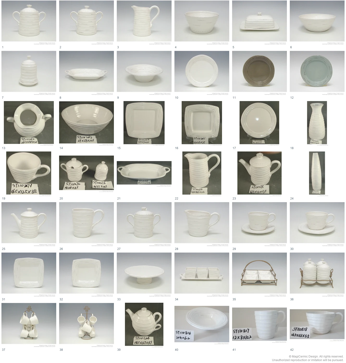 Complete original product reference board for Horizontal ring tableware, page 1