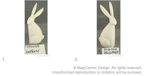 Complete original product reference board for Minimal rabbit sculptures, page 1