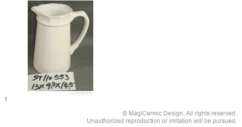 Complete original product reference board for Plain angular pitcher, page 1
