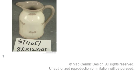 Complete original product reference board for Printed dragonfly jug, page 1