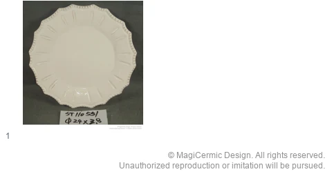 Complete original product reference board for Radial scallop plate, page 1