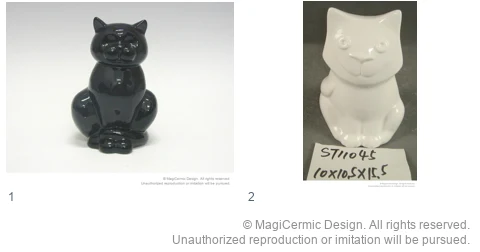 Complete original product reference board for Round cat figures, page 1