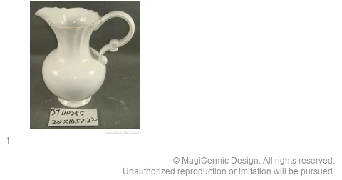 Complete original product reference board for Scallop lip round jug, page 1