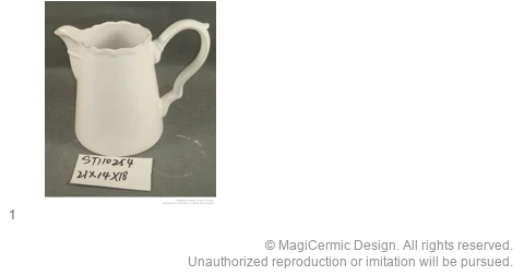 Complete original product reference board for Scallop lip tall jug, page 1