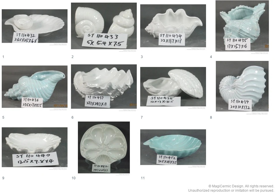 Complete original product reference board for Sculpted shell serveware, page 1