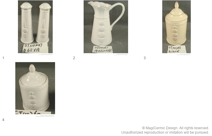 Complete original product reference board for Topiary relief service, page 1