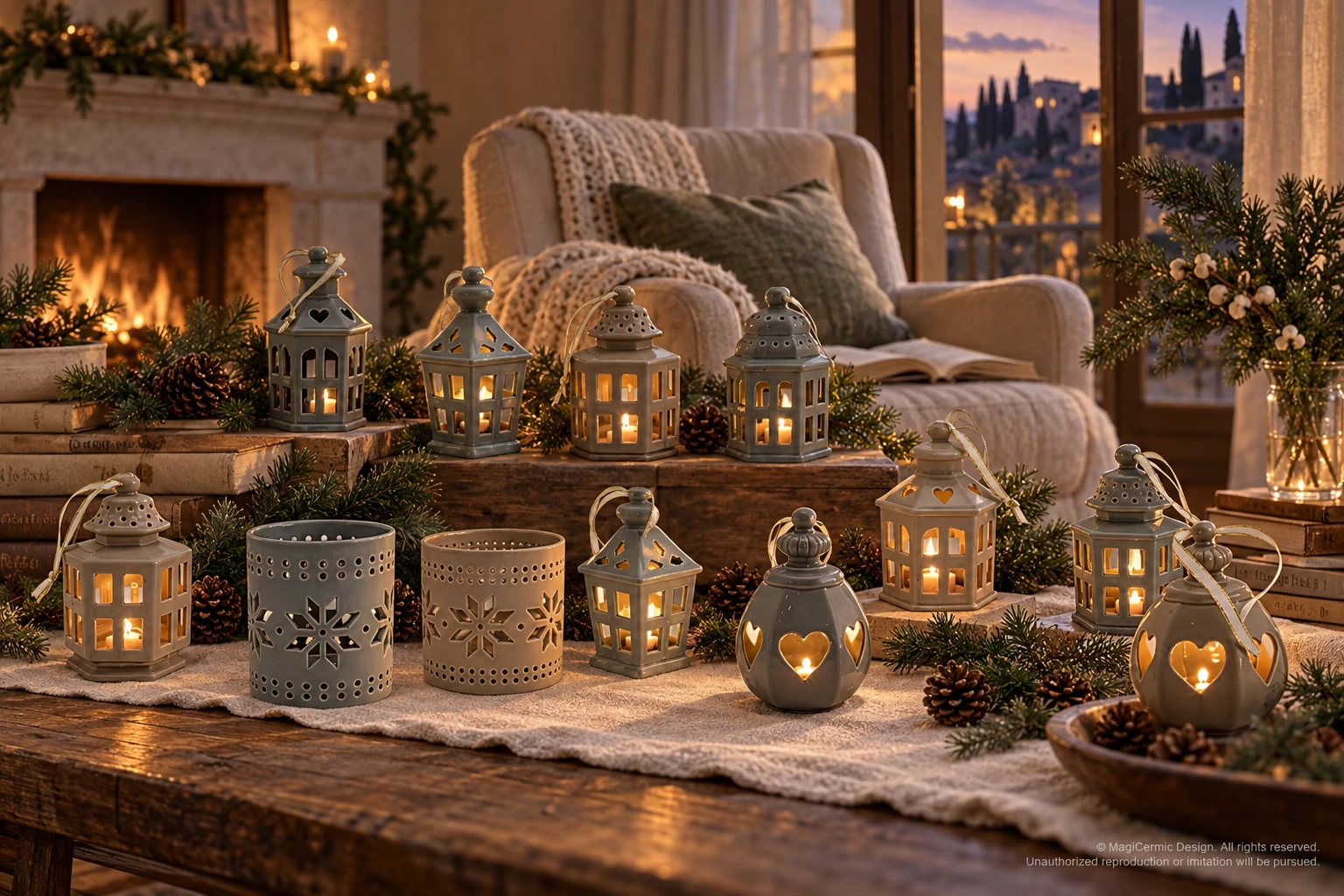AI styling concept for The Warmth of the Hearth; original product reference images govern selected forms and details.