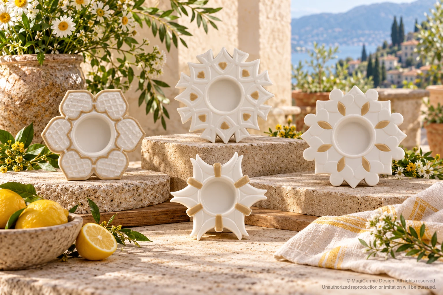 AI styling concept for Petals in the Sun; original product reference images govern selected forms and details.