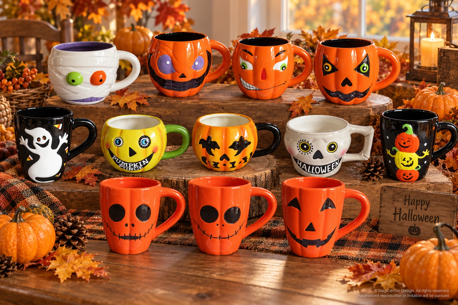 AI styling concept for Halloween Characters; original product reference images govern selected forms and details.