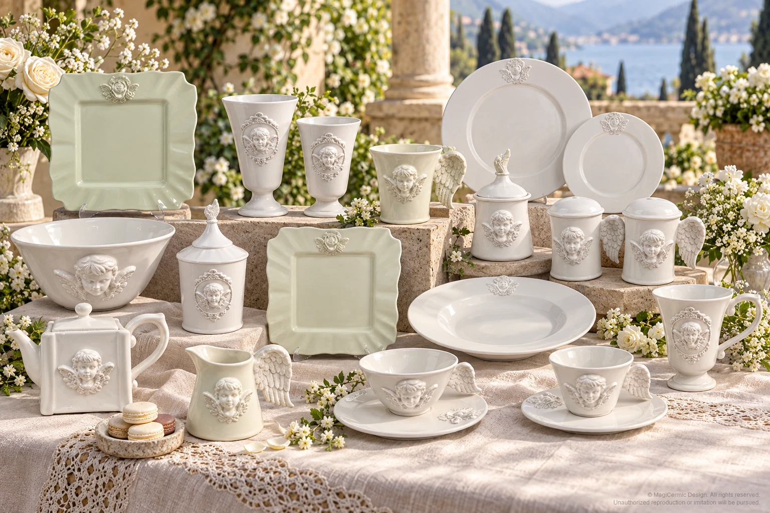 AI styling concept for Pearls at the Table; original product reference images govern selected forms and details.