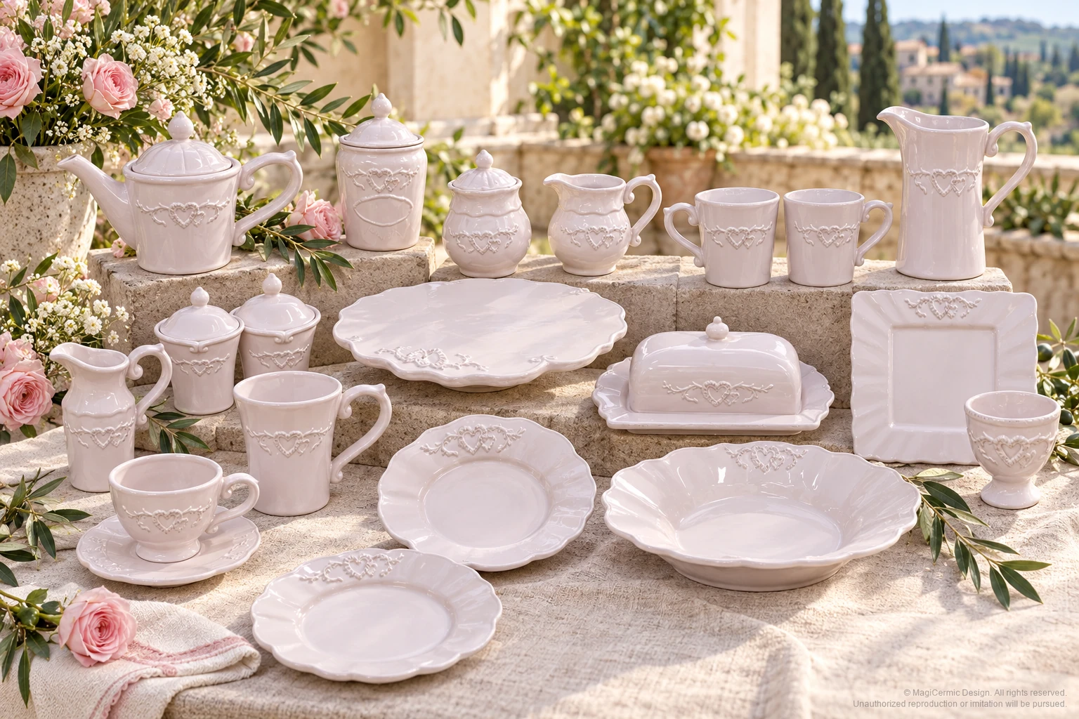 AI styling concept for A Blush of Affection; original product reference images govern selected forms and details.