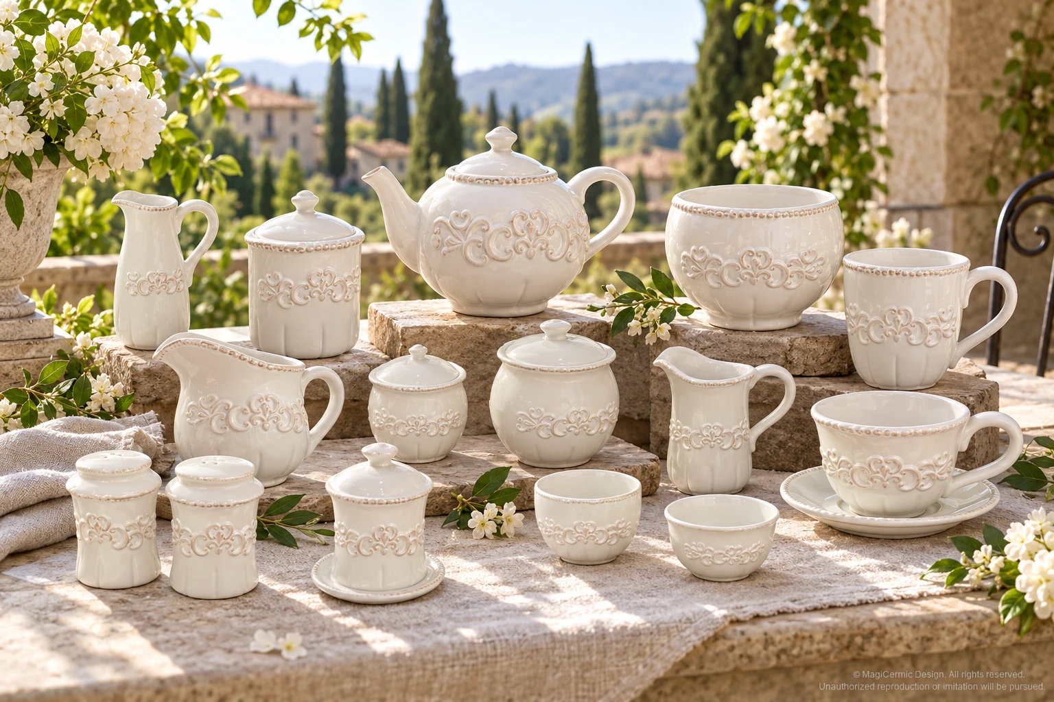 AI styling concept for Leaves around a Cup; original product reference images govern selected forms and details.