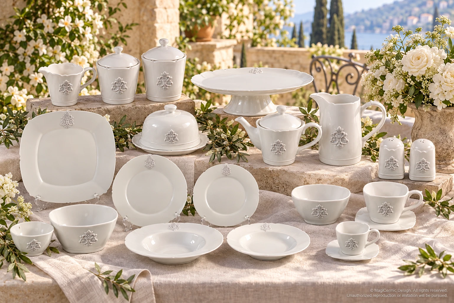 AI styling concept for A Gentle Floral Greeting; original product reference images govern selected forms and details.