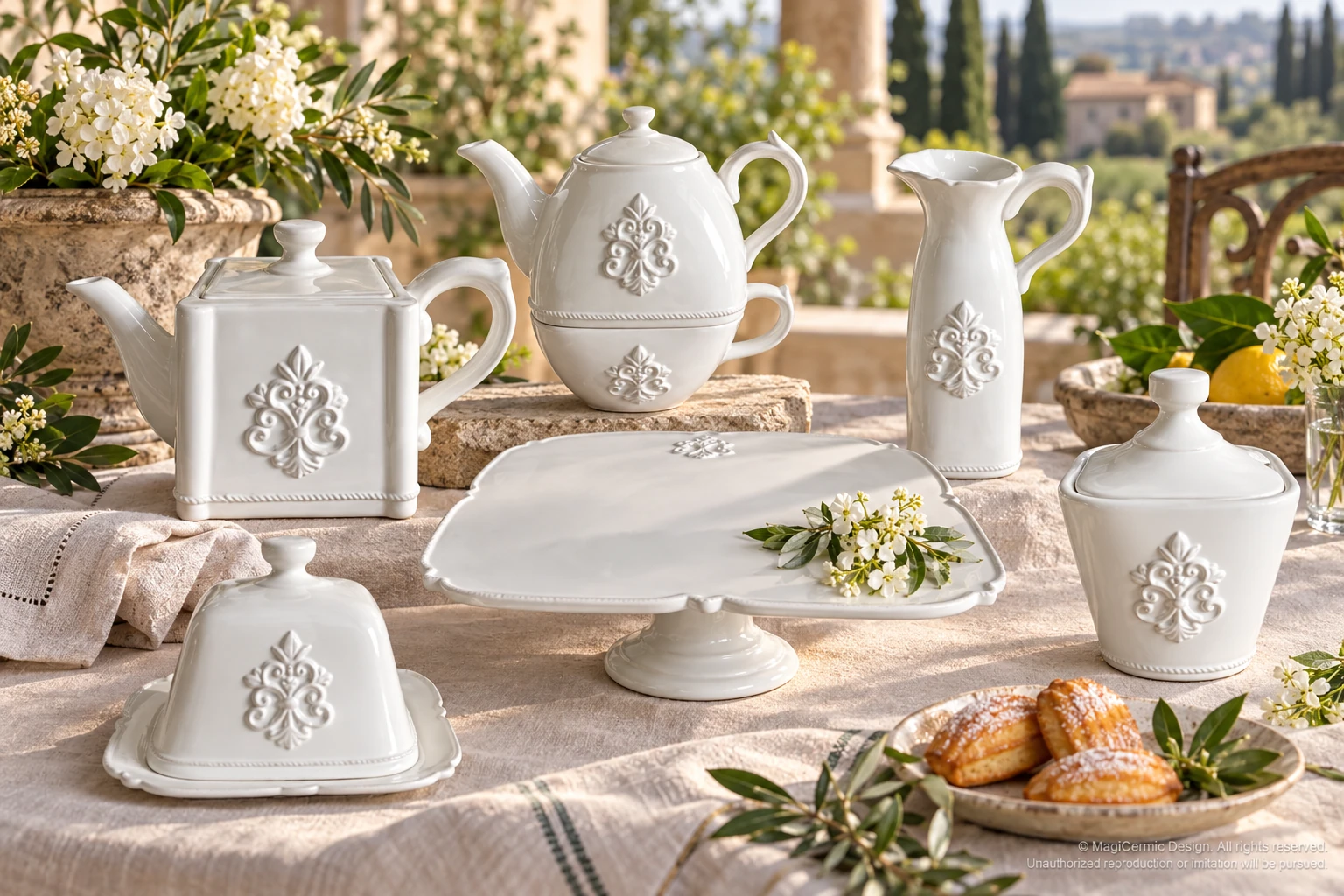 AI styling concept for A Standing Garden Crest; original product reference images govern selected forms and details.