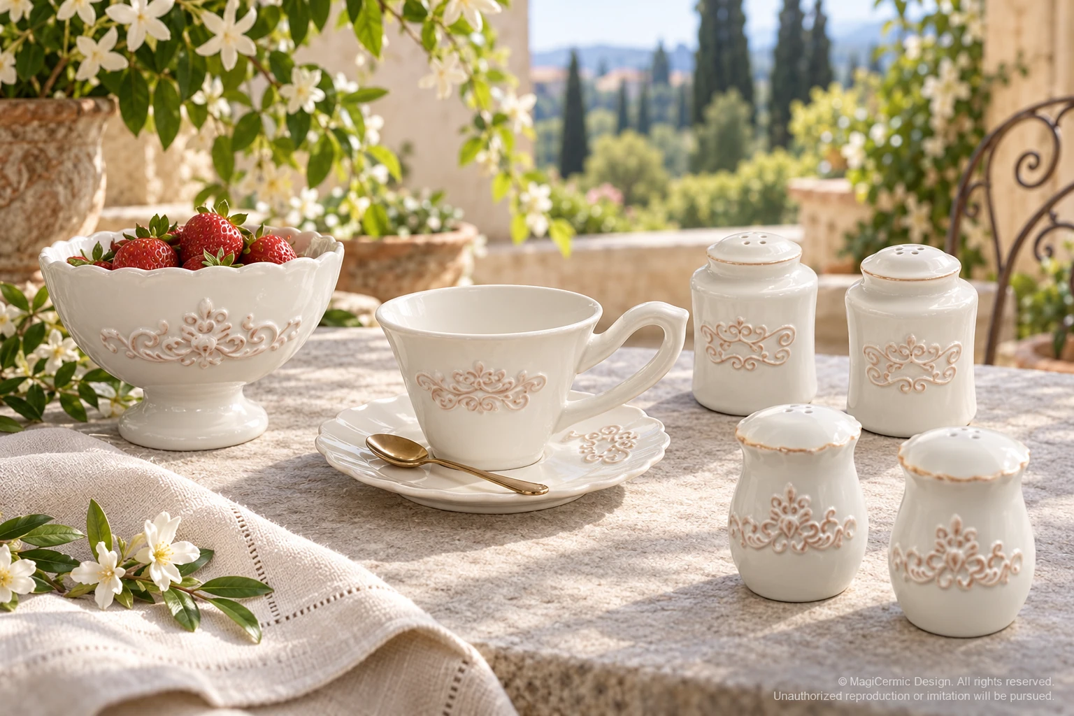 AI styling concept for Flowers in Miniature; original product reference images govern selected forms and details.