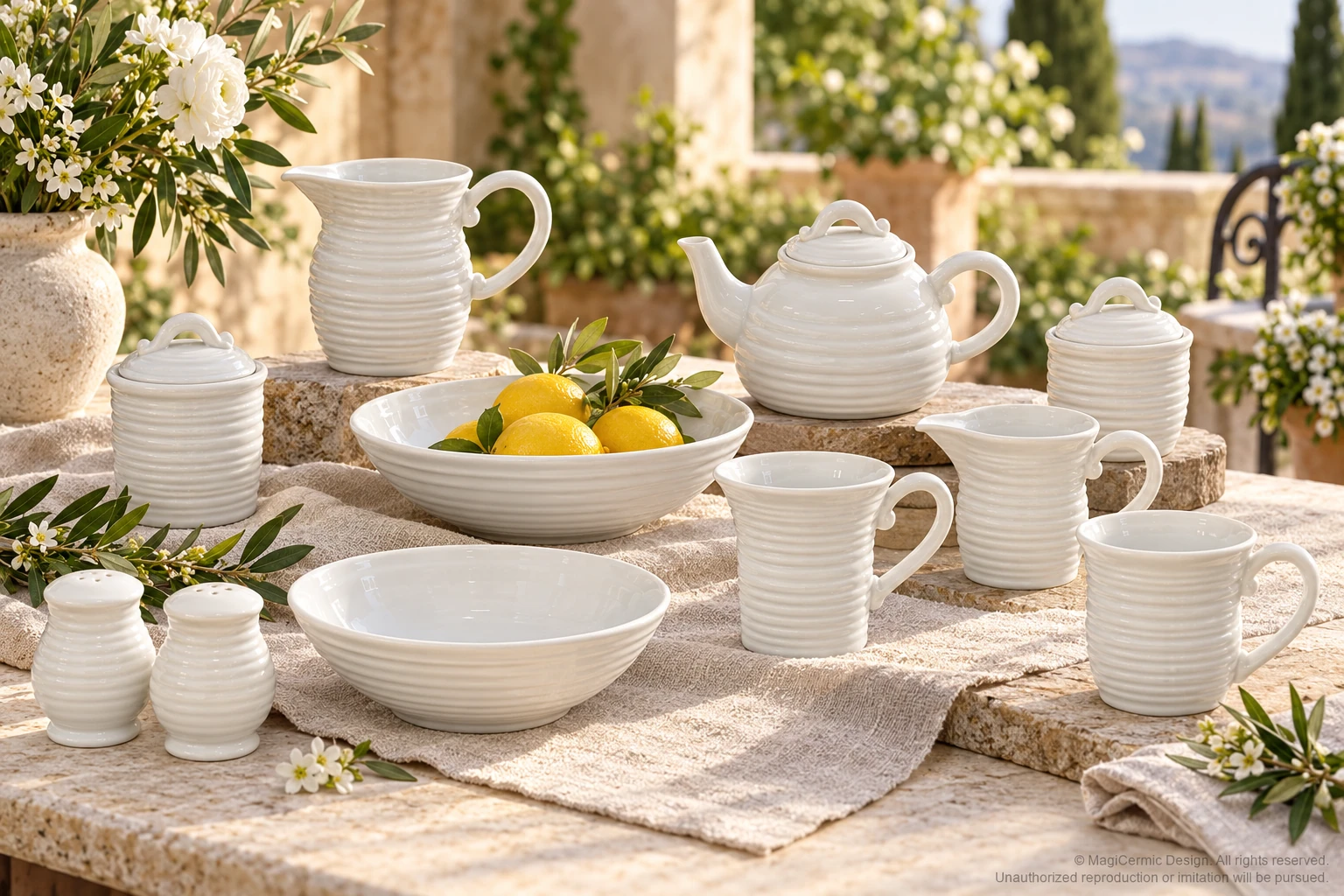 AI styling concept for Quiet Ribs for Tea; original product reference images govern selected forms and details.