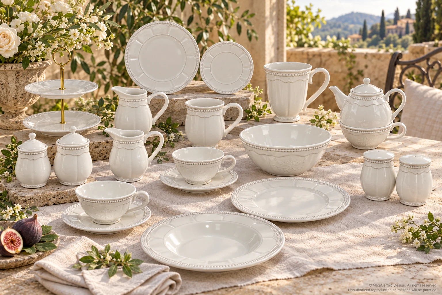 AI styling concept for Rosettes in Afternoon Light; original product reference images govern selected forms and details.
