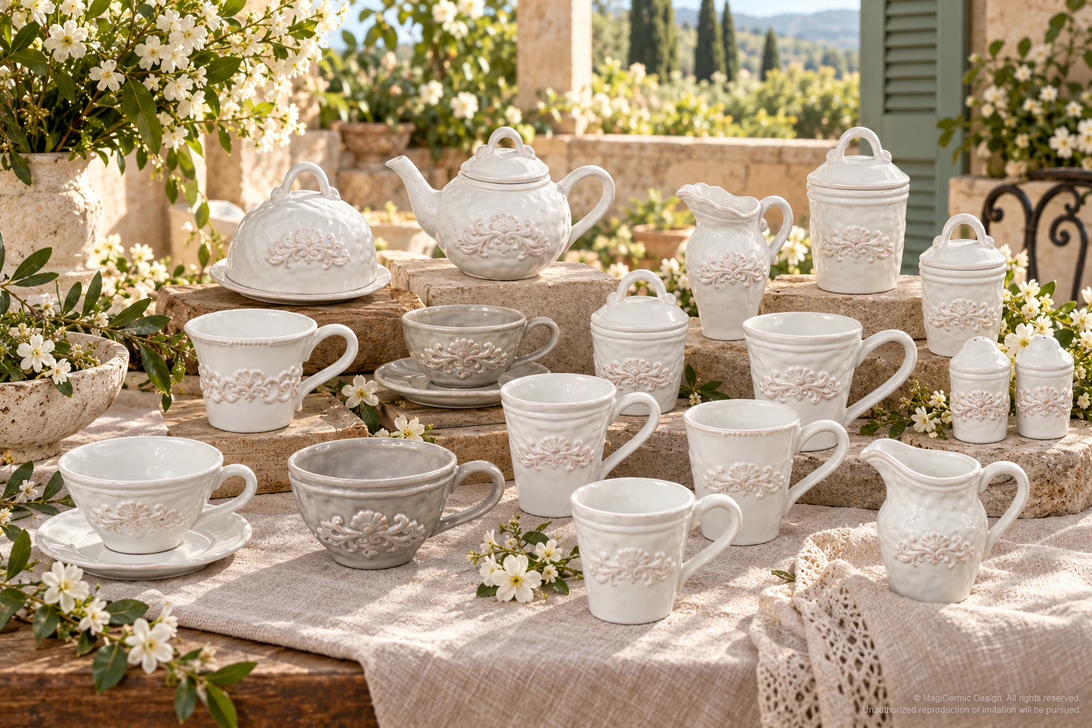 AI styling concept for A Border of Little Flowers; original product reference images govern selected forms and details.