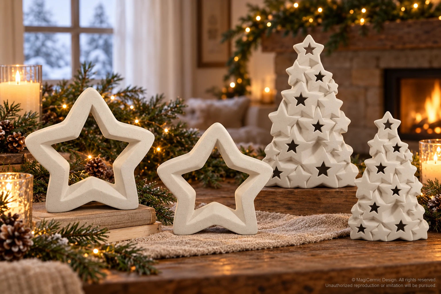 AI styling concept for Winter Stars; original product reference images govern selected forms and details.