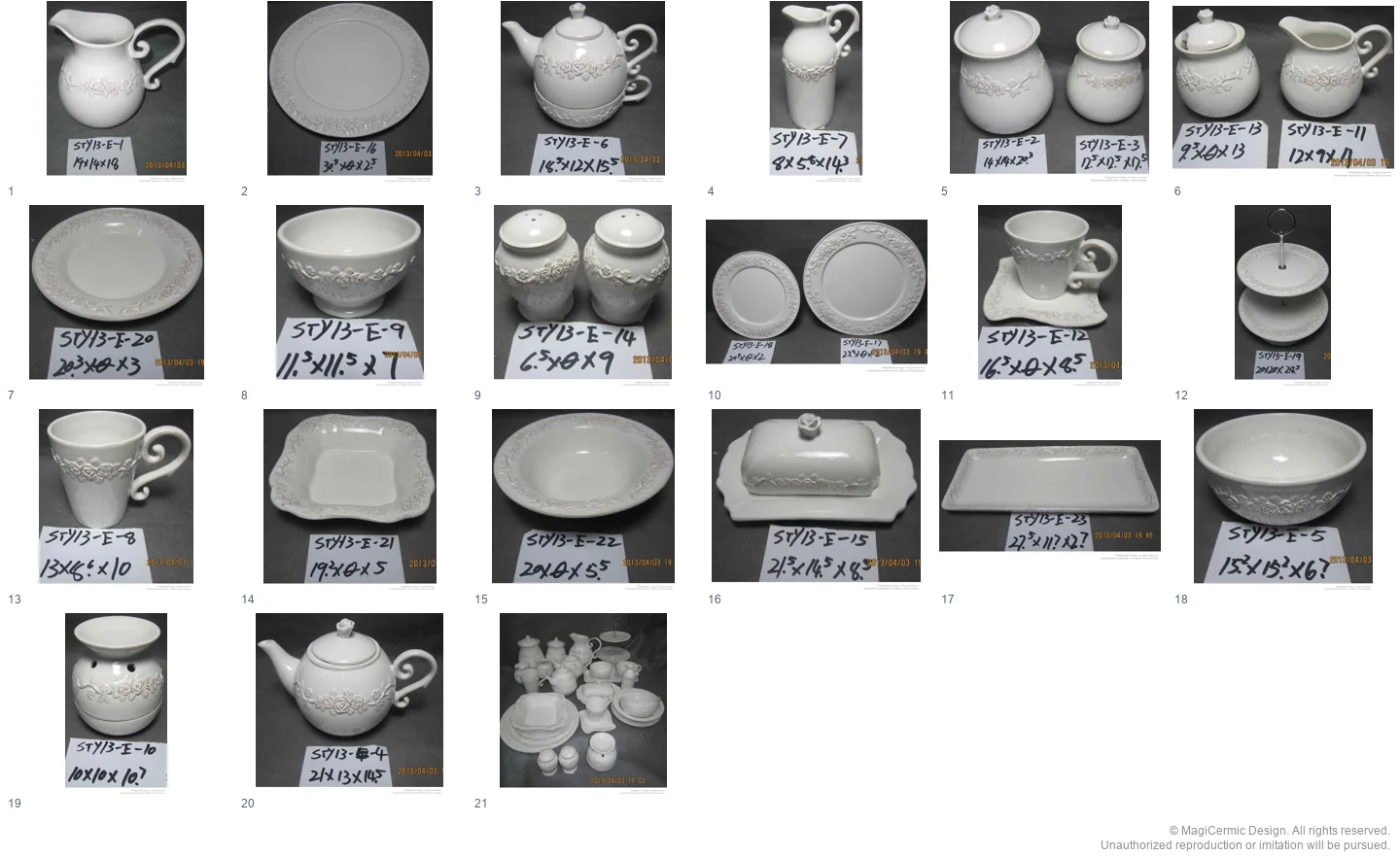Complete original product reference board for this selection, page 1