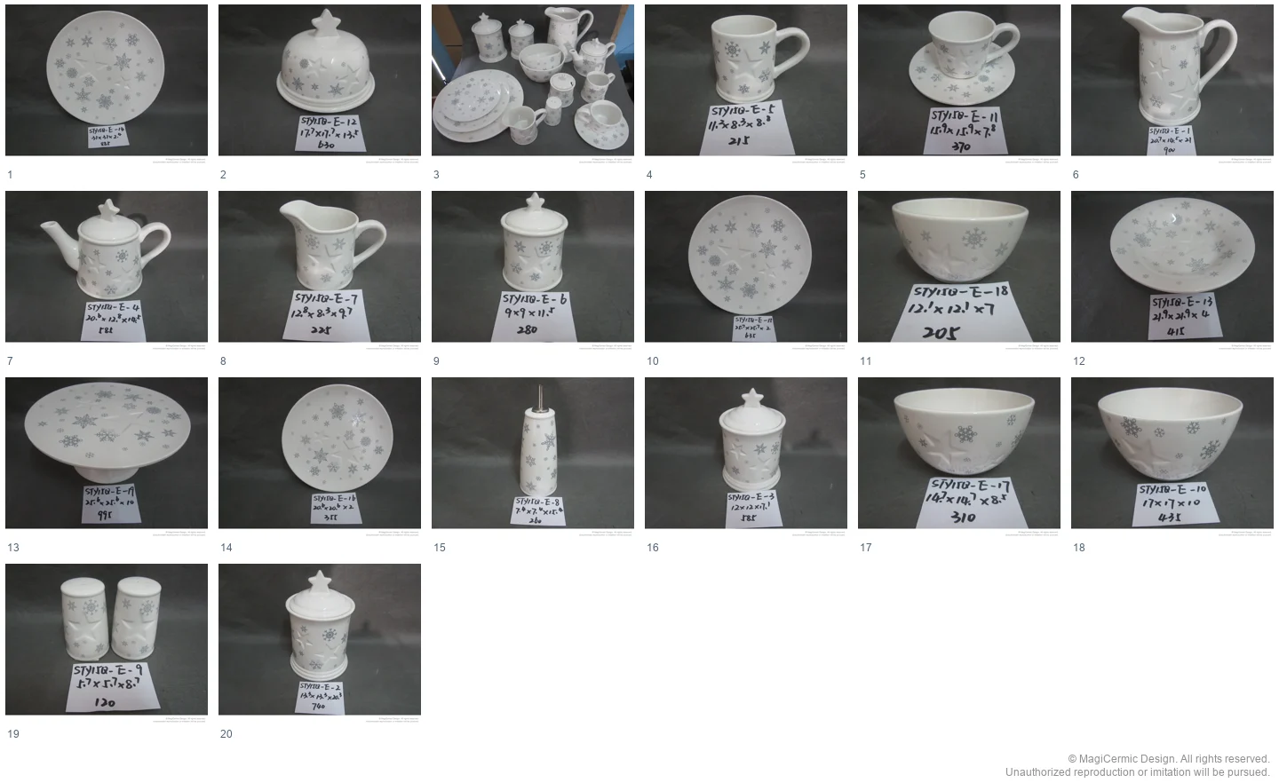 Complete original product reference board for this selection, page 1