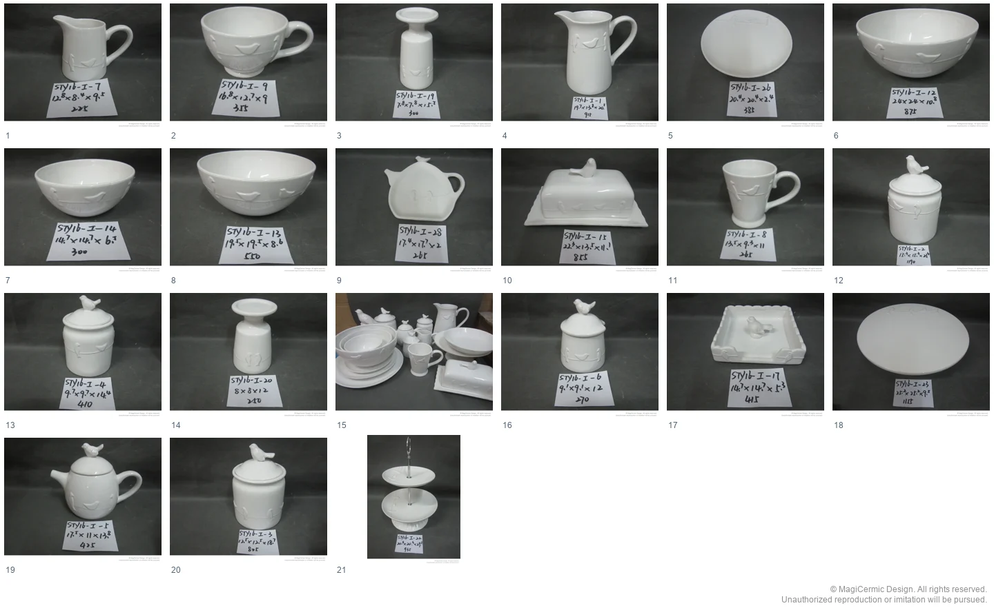Complete original product reference board for this selection, page 1