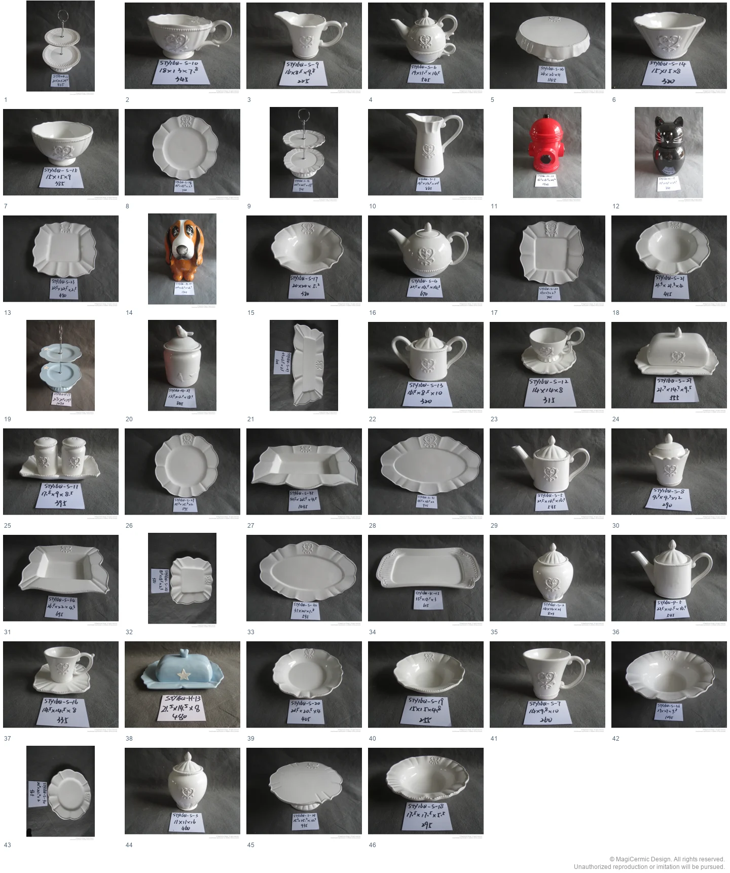 Complete original product reference board for this selection, page 1