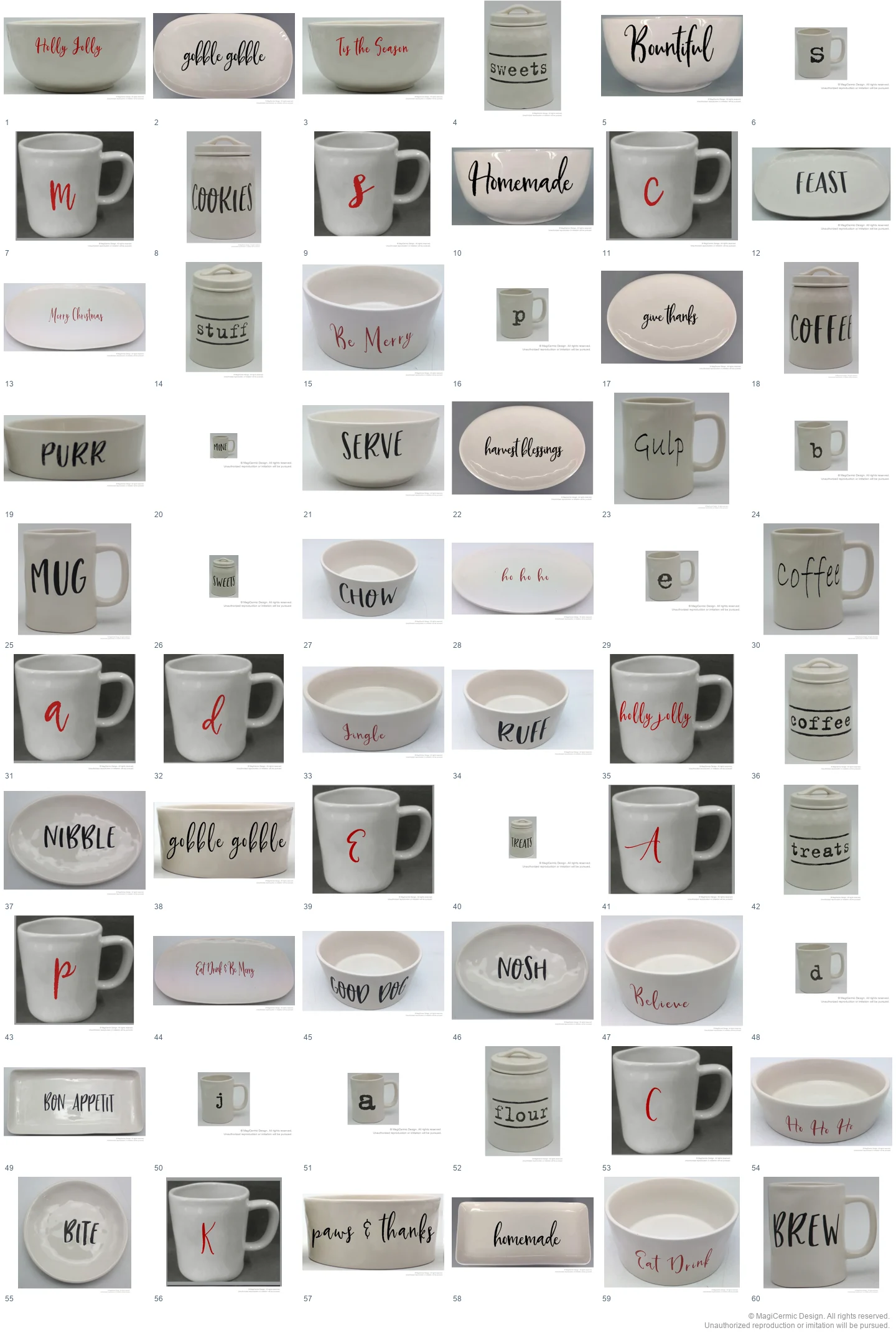 Complete original product reference board for this selection, page 1