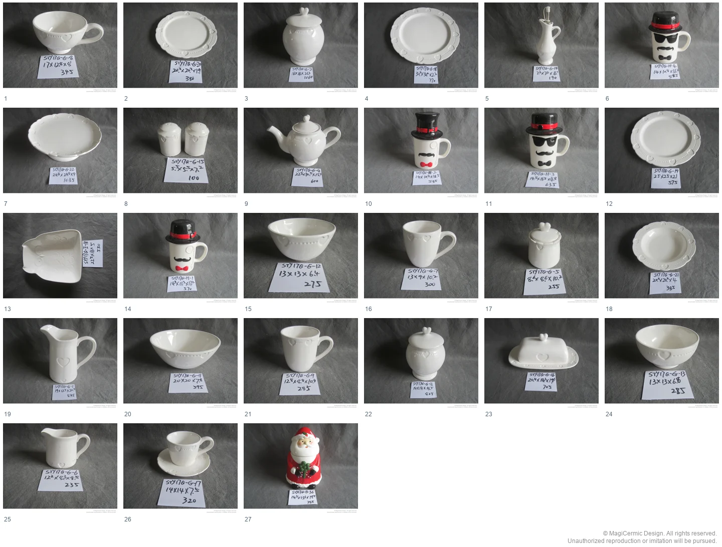 Complete original product reference board for this selection, page 1