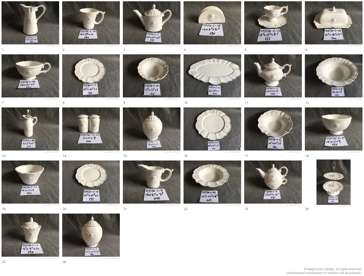 Complete original product reference board for this selection, page 1