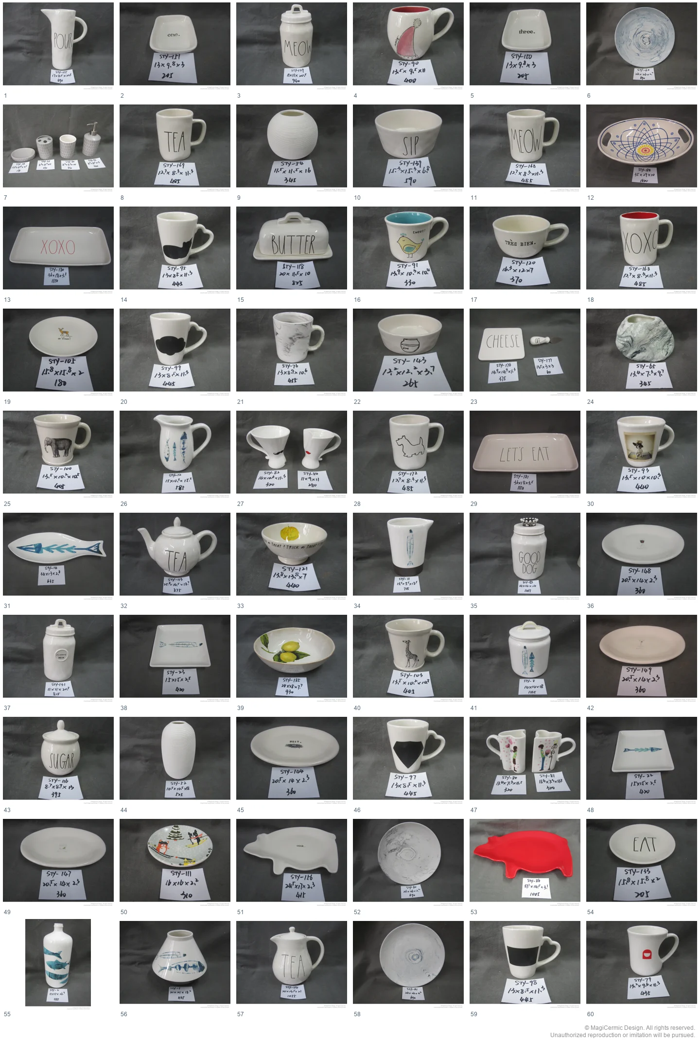 Complete original product reference board for this selection, page 1