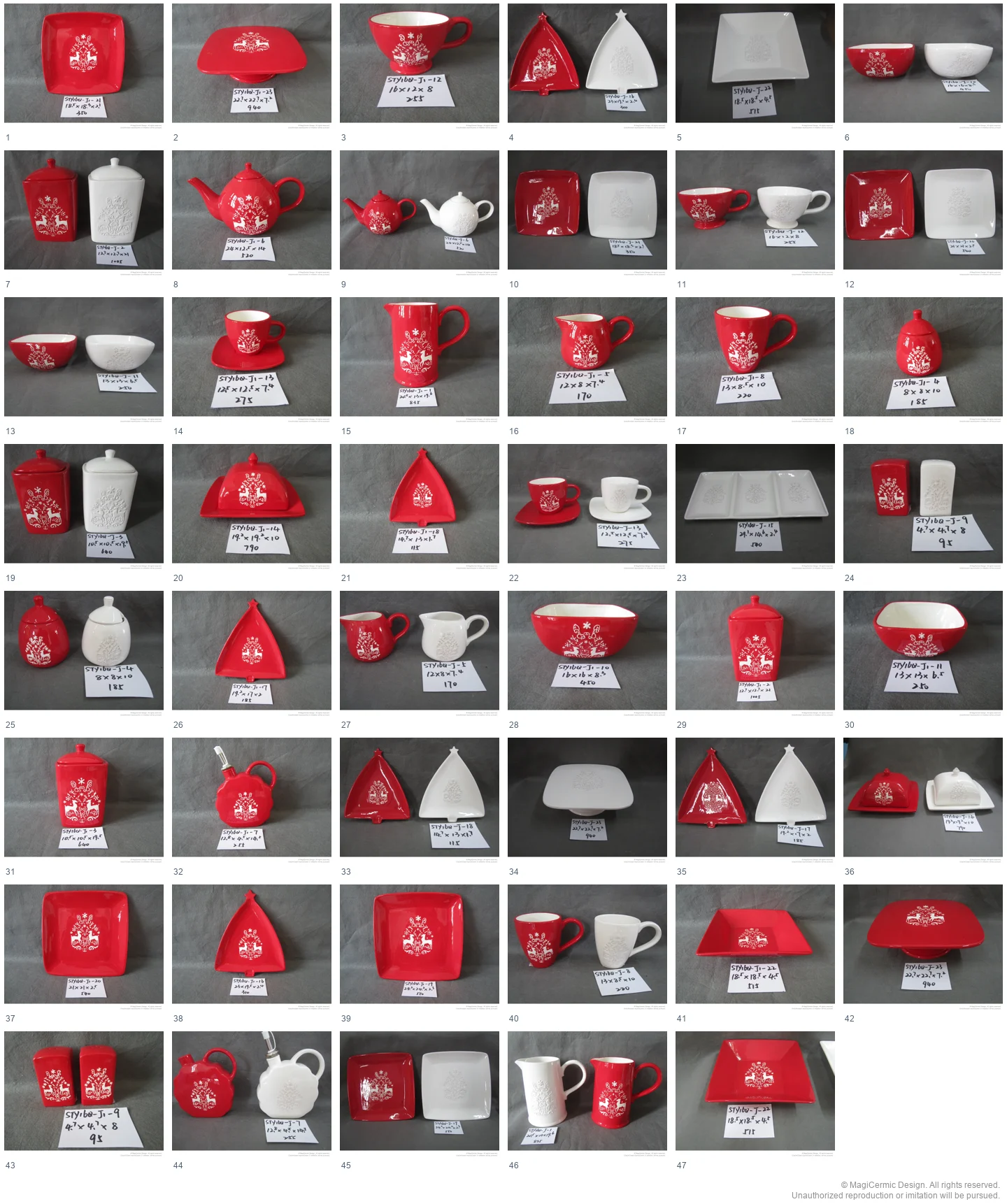 Complete original product reference board for this selection, page 1