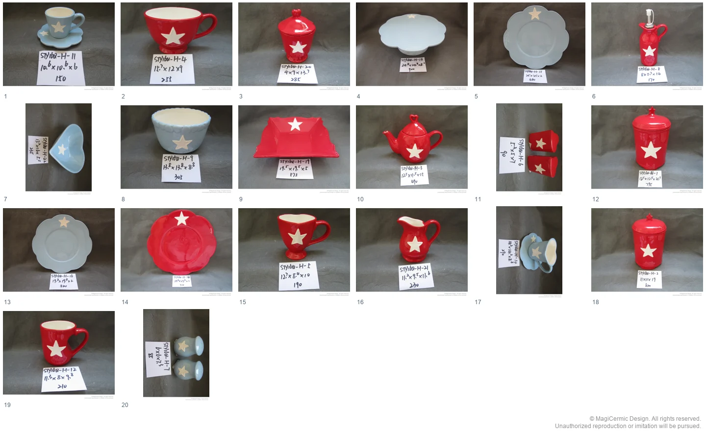 Complete original product reference board for this selection, page 1