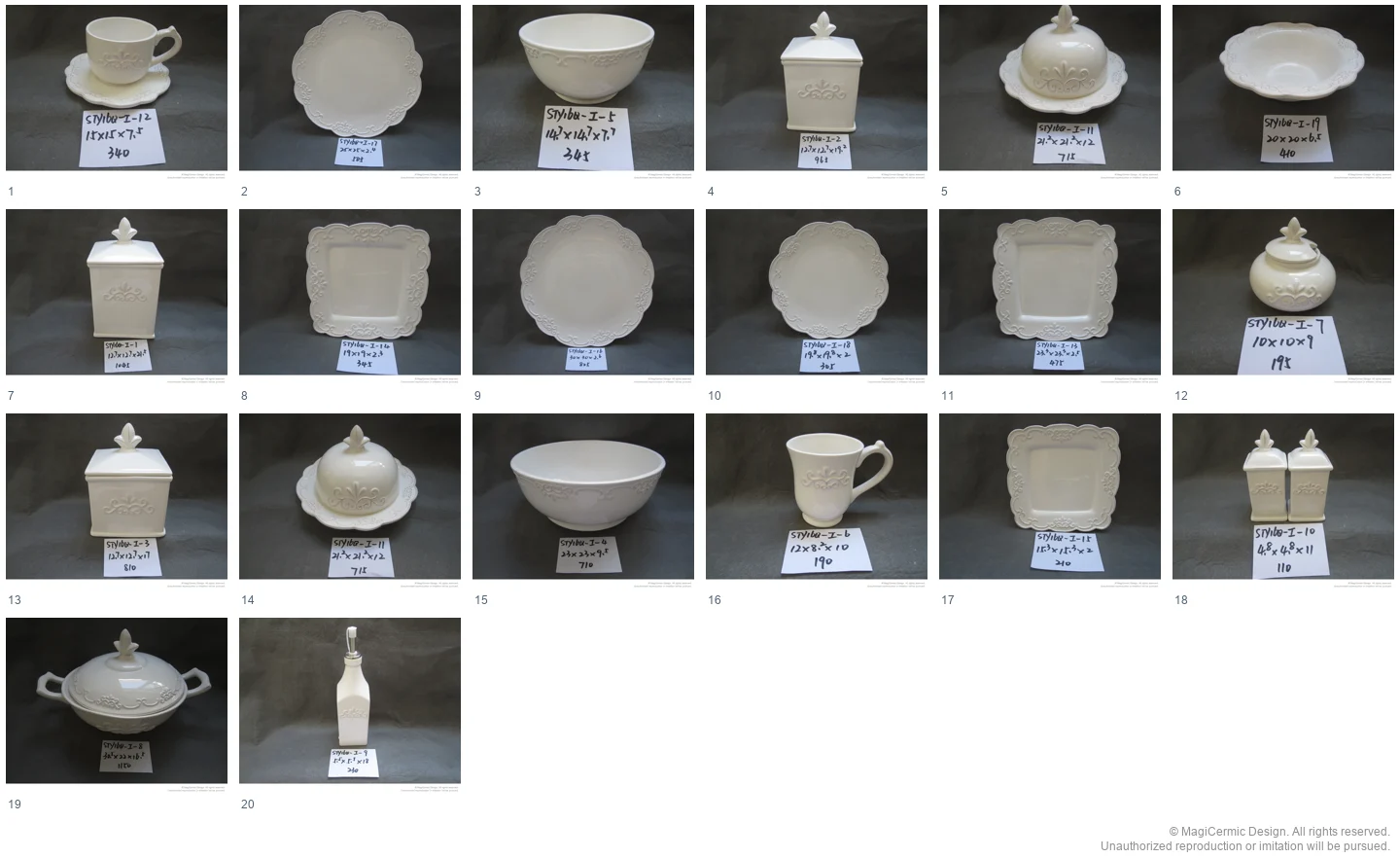 Complete original product reference board for this selection, page 1