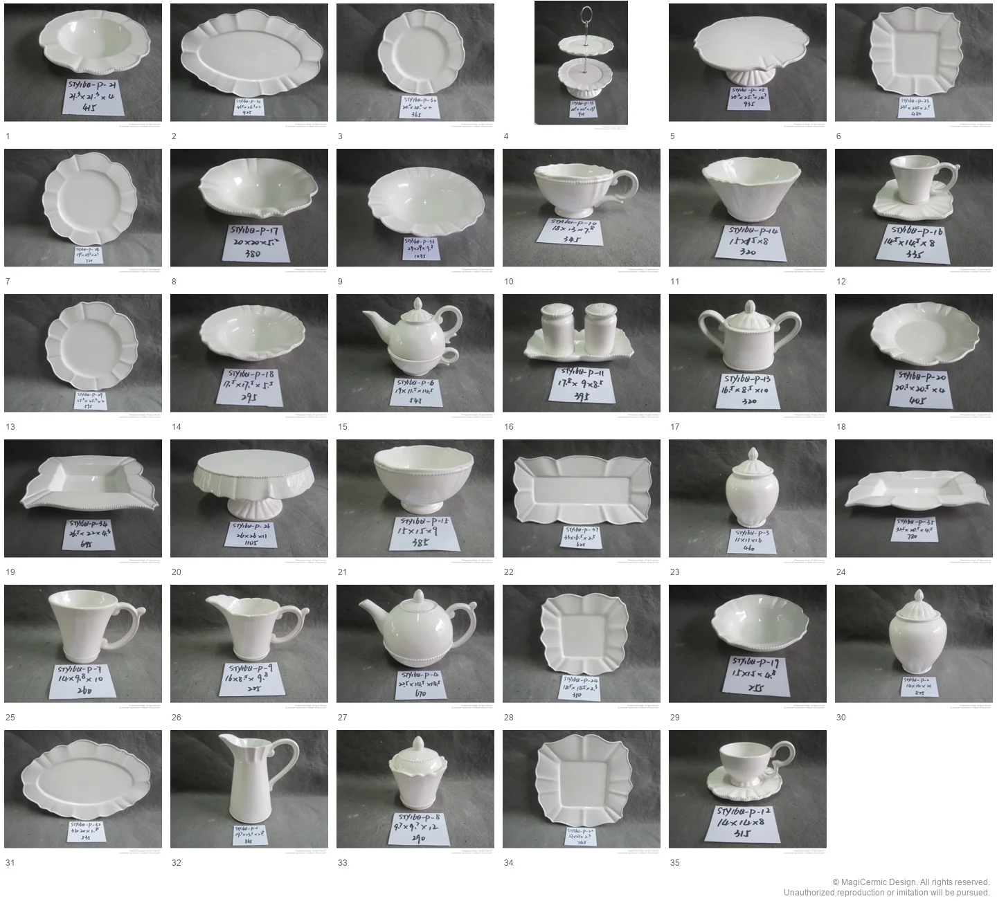 Complete original product reference board for this selection, page 1