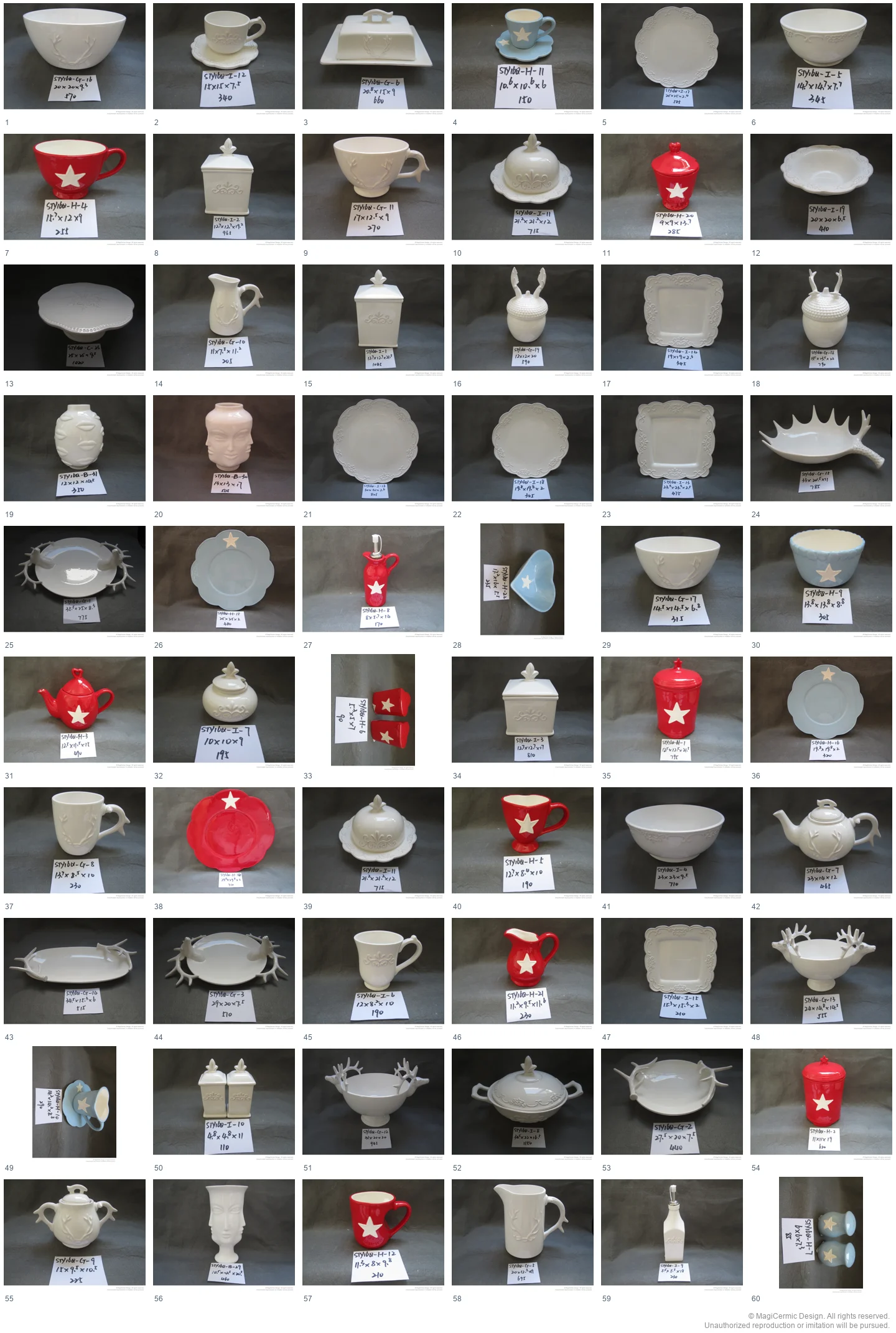 Complete original product reference board for this selection, page 1