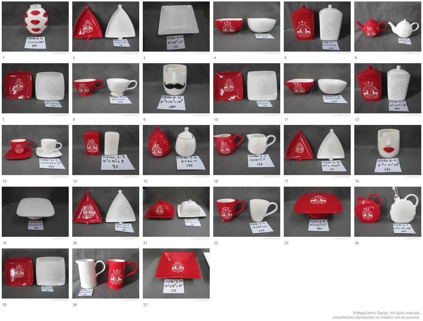 Complete original product reference board for this selection, page 1