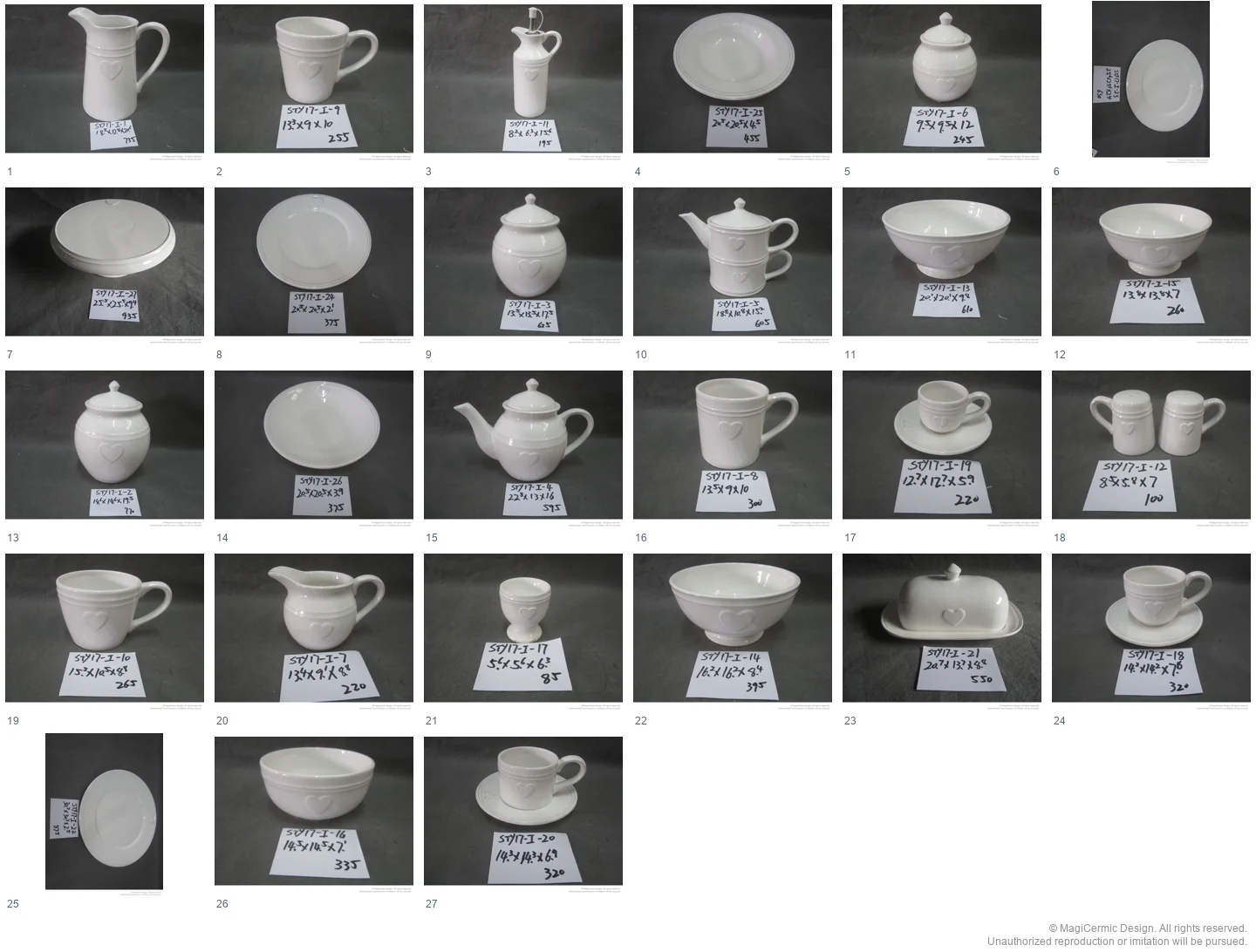 Complete original product reference board for this selection, page 1