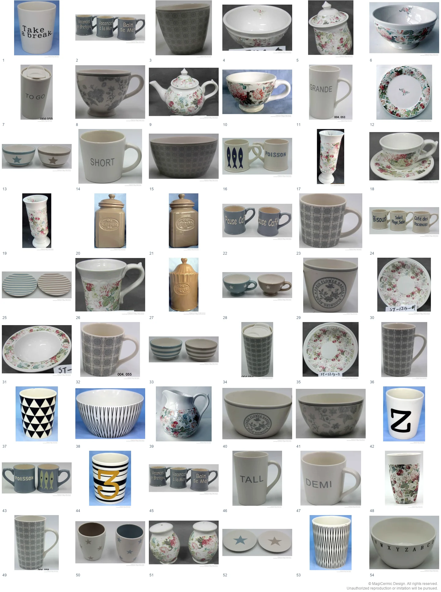 Complete original product reference board for this selection, page 1